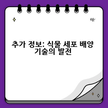 추가 정보: 식물 세포 배양 기술의 발전