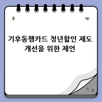 기후동행카드 청년할인 제도 개선을 위한 제언