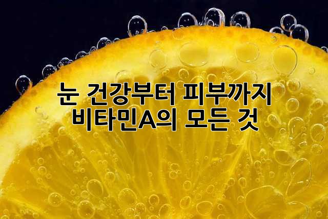 눈 건강부터 피부까지! 비타민A의 모든 것 ✨