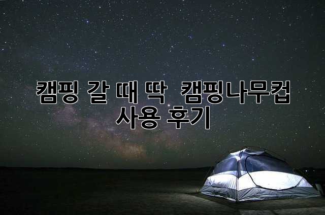 캠핑 갈 때 딱! 🏕️ 캠핑나무컵 사용 후기