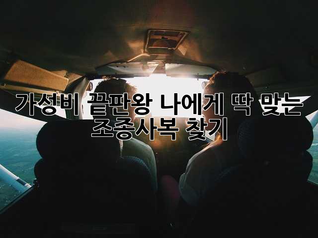 가성비 끝판왕! 나에게 딱 맞는 조종사복 찾기