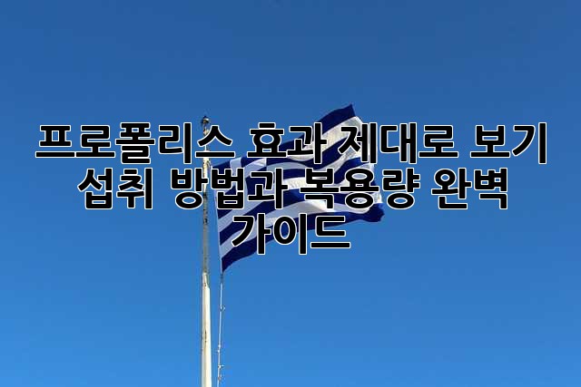 프로폴리스 효과 제대로 보기: 섭취 방법과 복용량 완벽 가이드