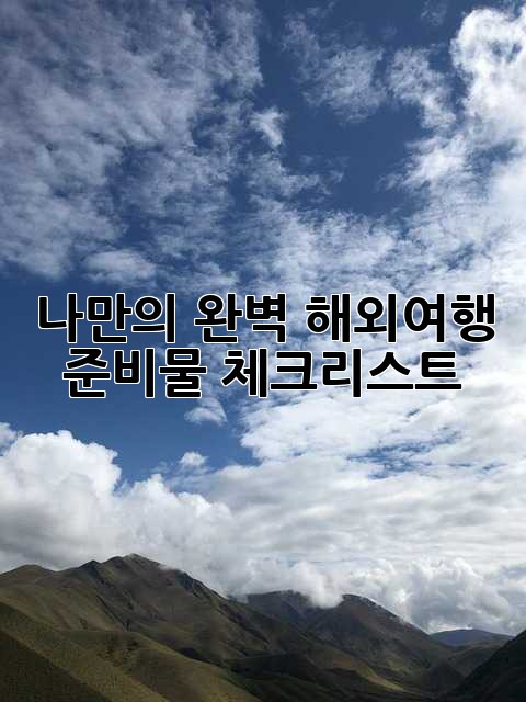 나만의 완벽 해외여행 준비물 체크리스트!✈️