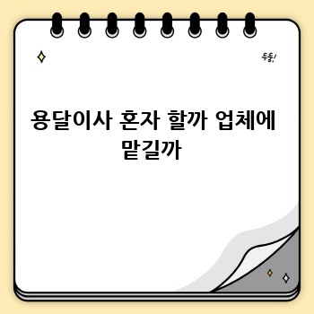 용달이사 혼자 할까 업체에 맡길까 